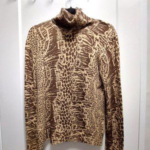PARAPHRASE Women's Multi-Animal Print Turtleneck Long Sleeves Knit  - Large